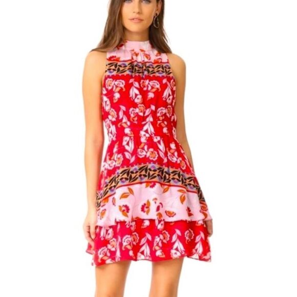 PARKER Aurora Silk Mini Dress In Talavera 0